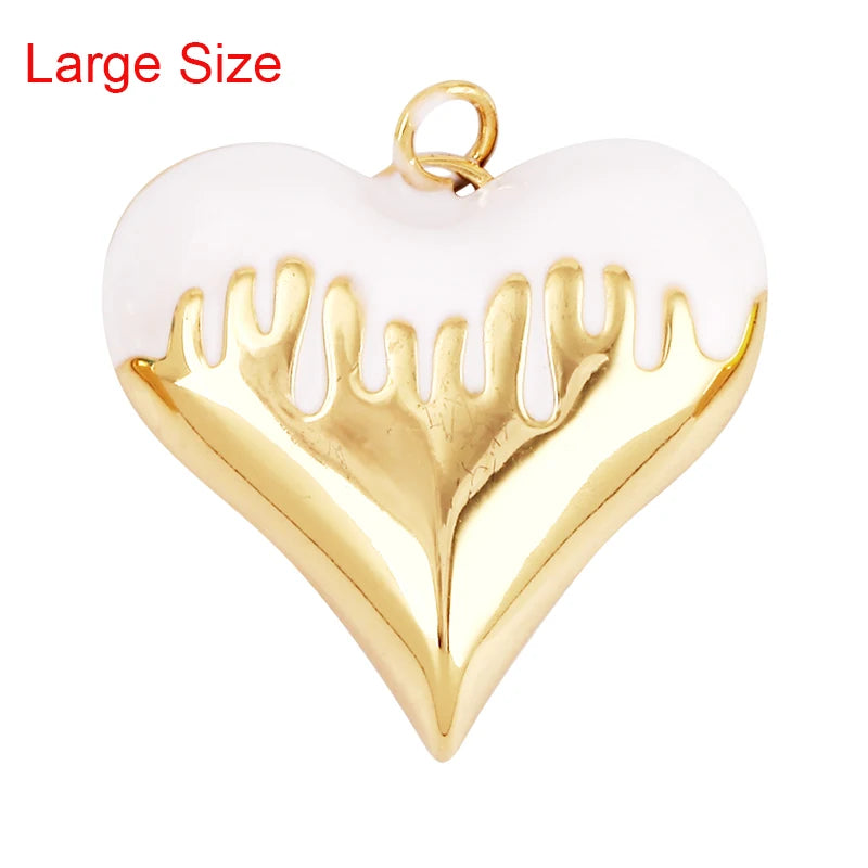 Enamel Flowing Heart Charm Pendant Valentine Gift,18K Real Gold Plated Colour,Necklace  Pendant for Handmade Jewelry Supply M92