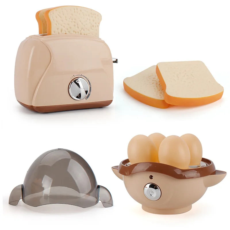 Simulation Electric Kitchen Toys Appliances Pop-up Toaster Microwave Oven Washer Dryer Mixer Blender Set Coffee Maker for Kids