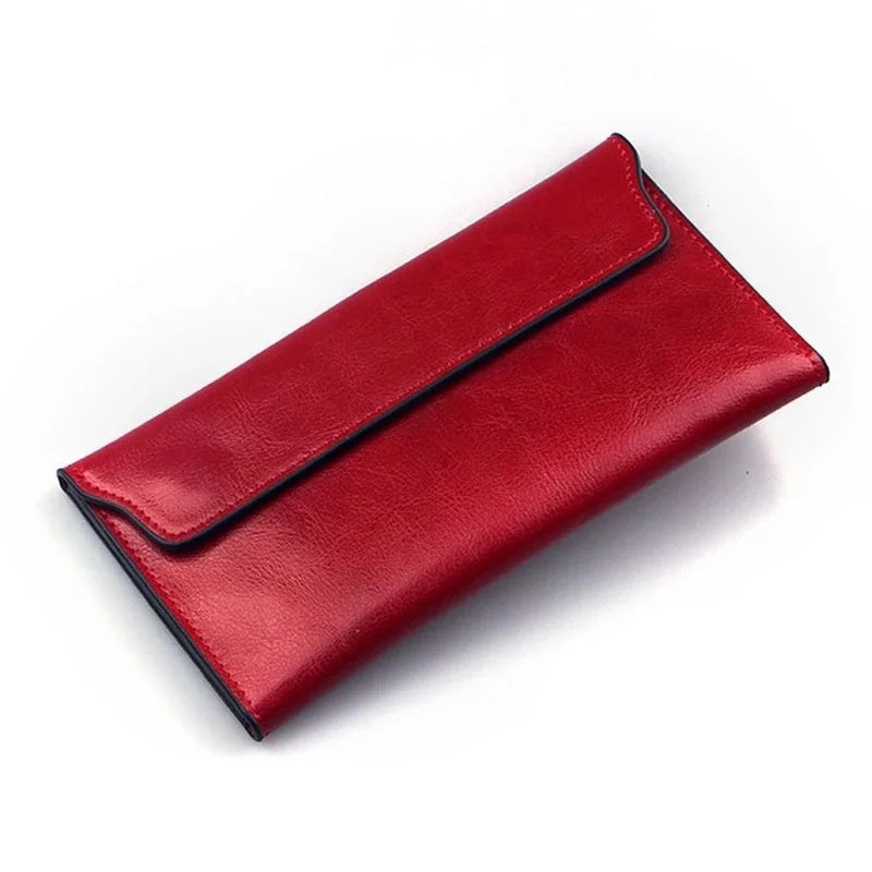NIGEDU Brand Genuine Leather Women Wallet Long Thin Purse Cowhide Multiple Cards Holder Clutch Bag Fashion Standard Wallet