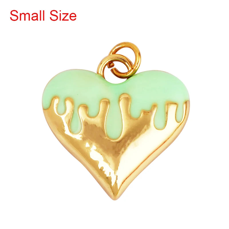 Enamel Flowing Heart Charm Pendant Valentine Gift,18K Real Gold Plated Colour,Necklace  Pendant for Handmade Jewelry Supply M92