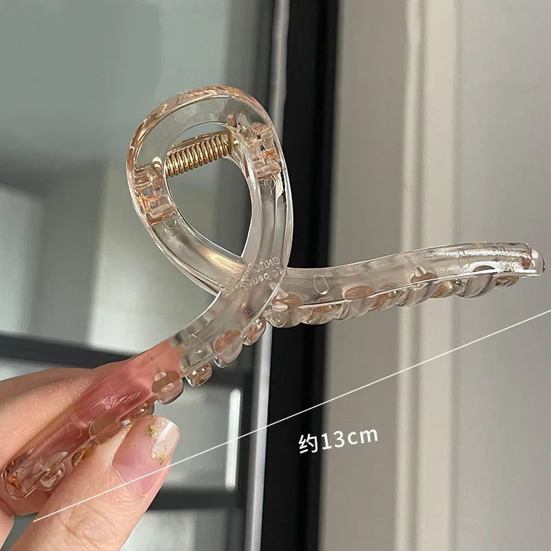 Fashion Hair Clips for Women Plastic Claw Clip Colorful Solid Color Cross Large 13cm Hair Clip Girls Hair Claw Hair Accessories