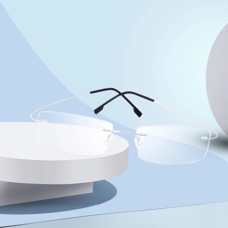 Handoer J0860 Rimless Optical Glasses Frame for Men Spectacles Glasses Optical Prescription Frame Flexible Titanium Legs