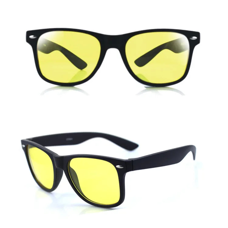 Unisex Square Yellow Lenses Night-Vision Glasses Driving Glasses Men Women Windproof Driving Goggle Sunglasses for Male Women