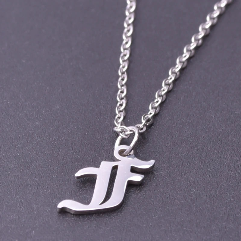 2pcs Stainless Steel Initial Necklace For Men Women Chain Old English Pendant 26 Letters Statement Necklaces Jewelry Couple Gift