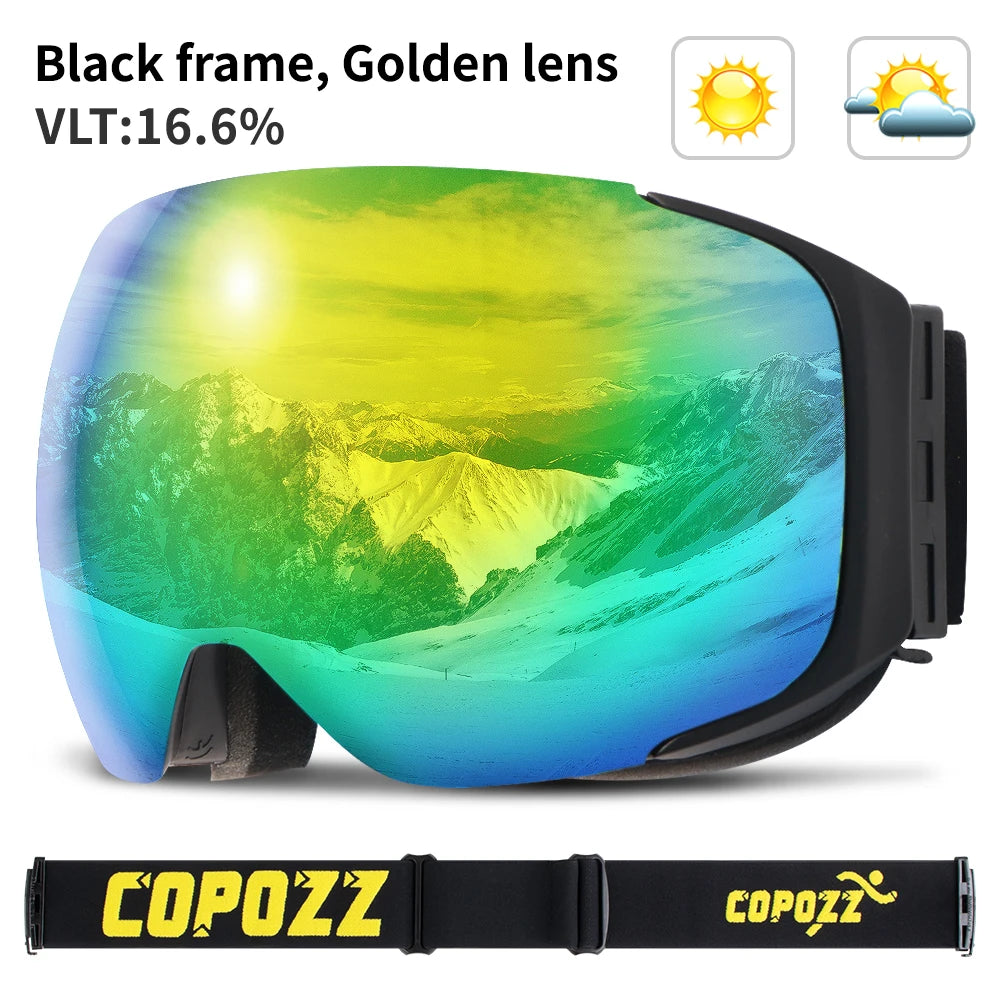 COPOZZ Brand Ski Goggles Replaceable Magnetic Lenses UV400 Anti-fog Snow Ski Mask Skiing Men Women Snowboard Goggles GOG-2181