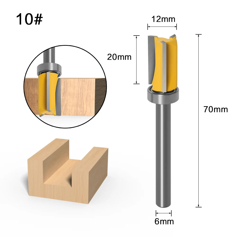 1PC 6mm Shank Template Trim Hinge Mortising Router Bit Straight end mill trimmer cleaning flush trim Tenon Cutter forWoodworking