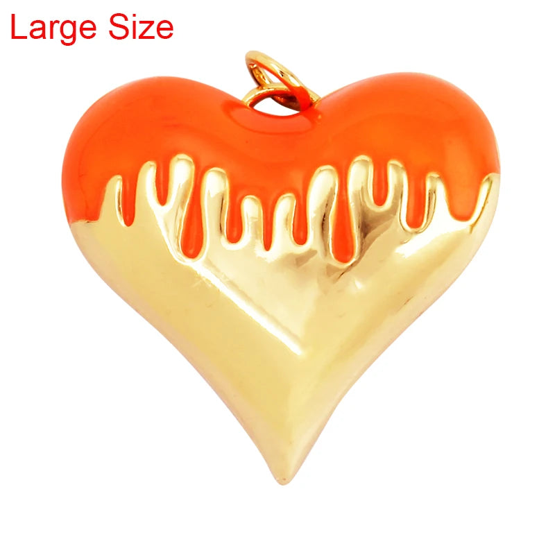 Enamel Flowing Heart Charm Pendant Valentine Gift,18K Real Gold Plated Colour,Necklace  Pendant for Handmade Jewelry Supply M92