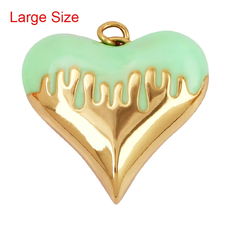 Enamel Flowing Heart Charm Pendant Valentine Gift,18K Real Gold Plated Colour,Necklace  Pendant for Handmade Jewelry Supply M92