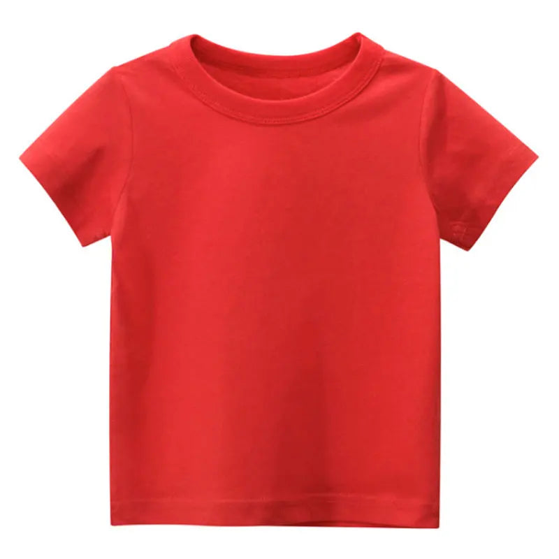 Kids Solid T Shirt Tops for Child Boys Girls Baby Toddler Blank Cotton Clothes White T-shirts Children Summer Tees Short Sleeve