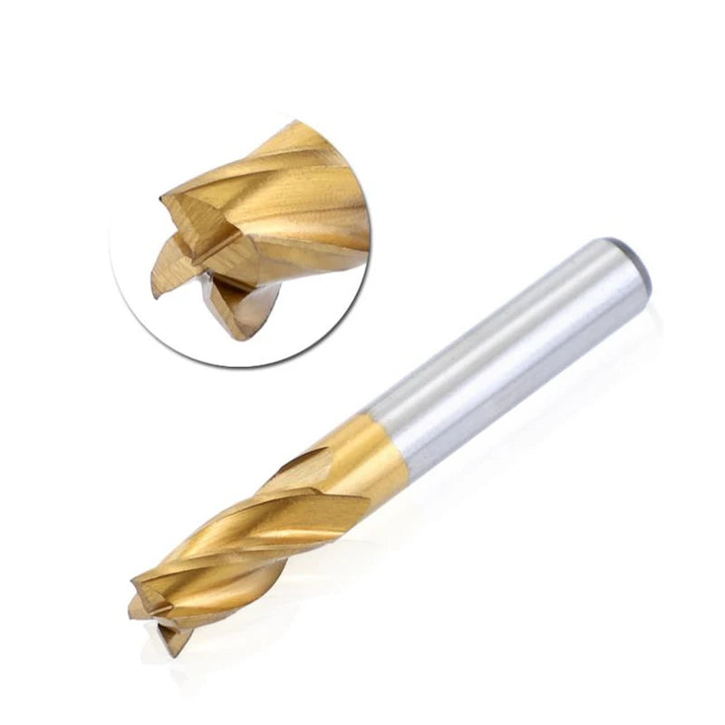 1.5-10mm Titanium Coated HSS Four-Flute Spiral Bit HRC63 CNC Drill Bit End Milling Cutter For Wood, Steel Cutting