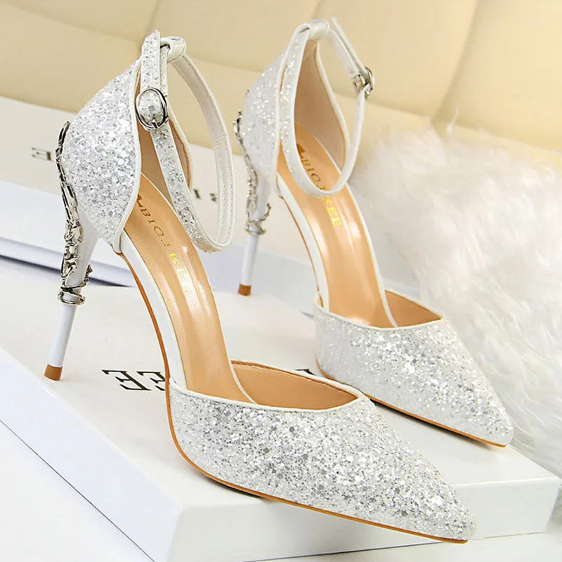 BIGTREE Shoes Heels 2026 New Woman Pumps Sequins High Heels Women Shoes Fashion Ladies Shoes Gold Sliver Stiletto Heels Sandals
