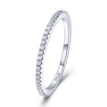 BAMOER 925 Sterling Silver Full Paved Simulated Diamond Stackable Rings, Women Gold Plated Engagement Eternity Bands Colored CZ