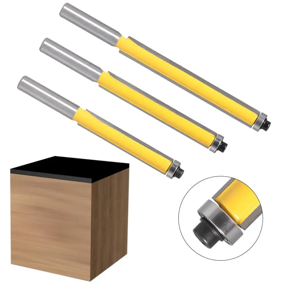 8mm Shank long blade flush bit Flush Trim Router Bit End Bearing For Woodworking Cutting Tool