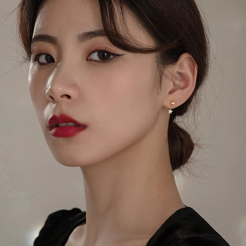 VENTFILLE 925 Silver Star Flash Crystal Summer Small Fresh Female 2022 New Trendy Personality Earrings