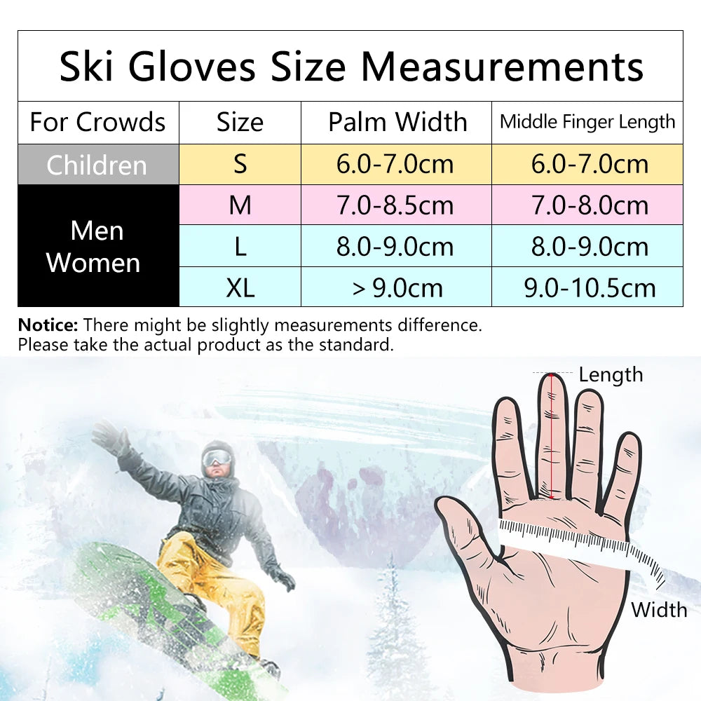 COPOZZ Men Women 3 Finger Touch Screen Ski Gloves Waterproof Winter Warm Snowboard Gloves Motorcycle Riding Snowmobile Gloves