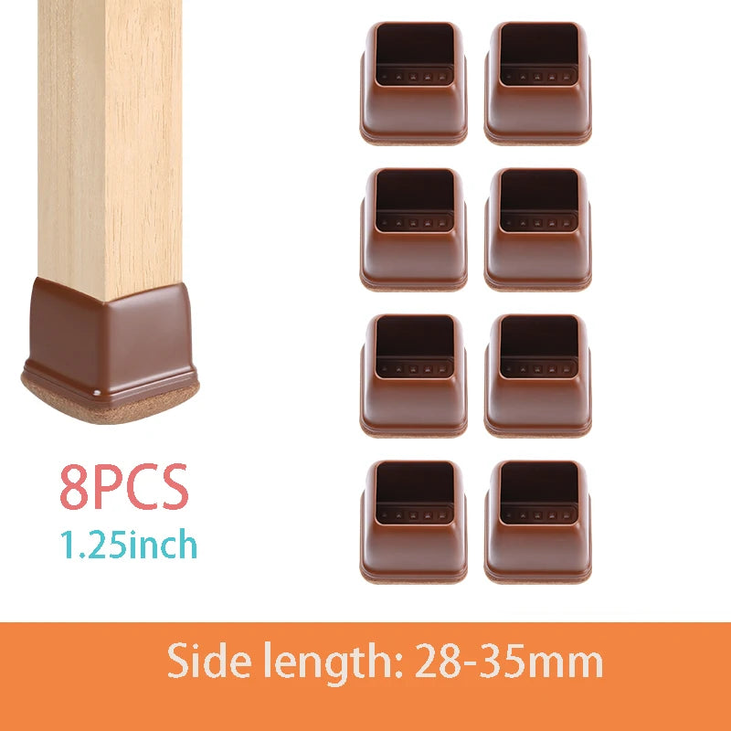 8PCS Thick Rubber Chair Leg Protector Covers Felt Bottom Furniture Pads Floor Protectors Caps to Reduce Noise And Prevent Scratc