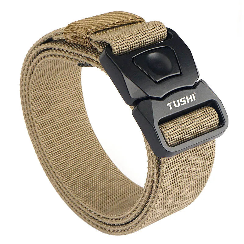 VATLTY New Men's Elastic Belt Matte Black Alloy Buckle Quick Release Tactical Outdoor Belt Military Army Girdles Male Waistband