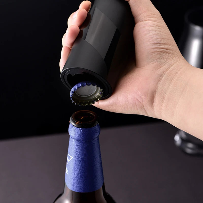 Portable Magnet-Automatic Beer Bottle Opener with Cap Catcher Picnic Camping Barbecue Travel, No Damage to Bottle Cap