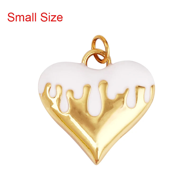 Enamel Flowing Heart Charm Pendant Valentine Gift,18K Real Gold Plated Colour,Necklace  Pendant for Handmade Jewelry Supply M92