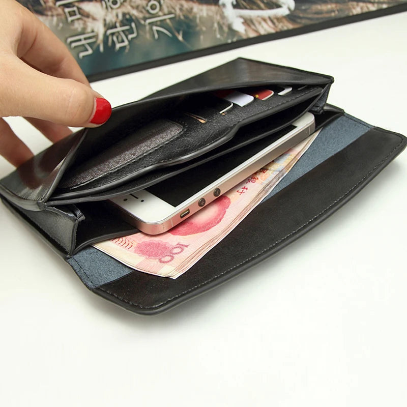 NIGEDU Brand Genuine Leather Women Wallet Long Thin Purse Cowhide Multiple Cards Holder Clutch Bag Fashion Standard Wallet