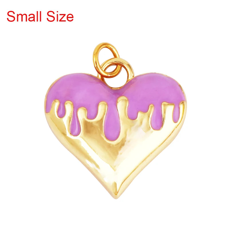 Enamel Flowing Heart Charm Pendant Valentine Gift,18K Real Gold Plated Colour,Necklace  Pendant for Handmade Jewelry Supply M92