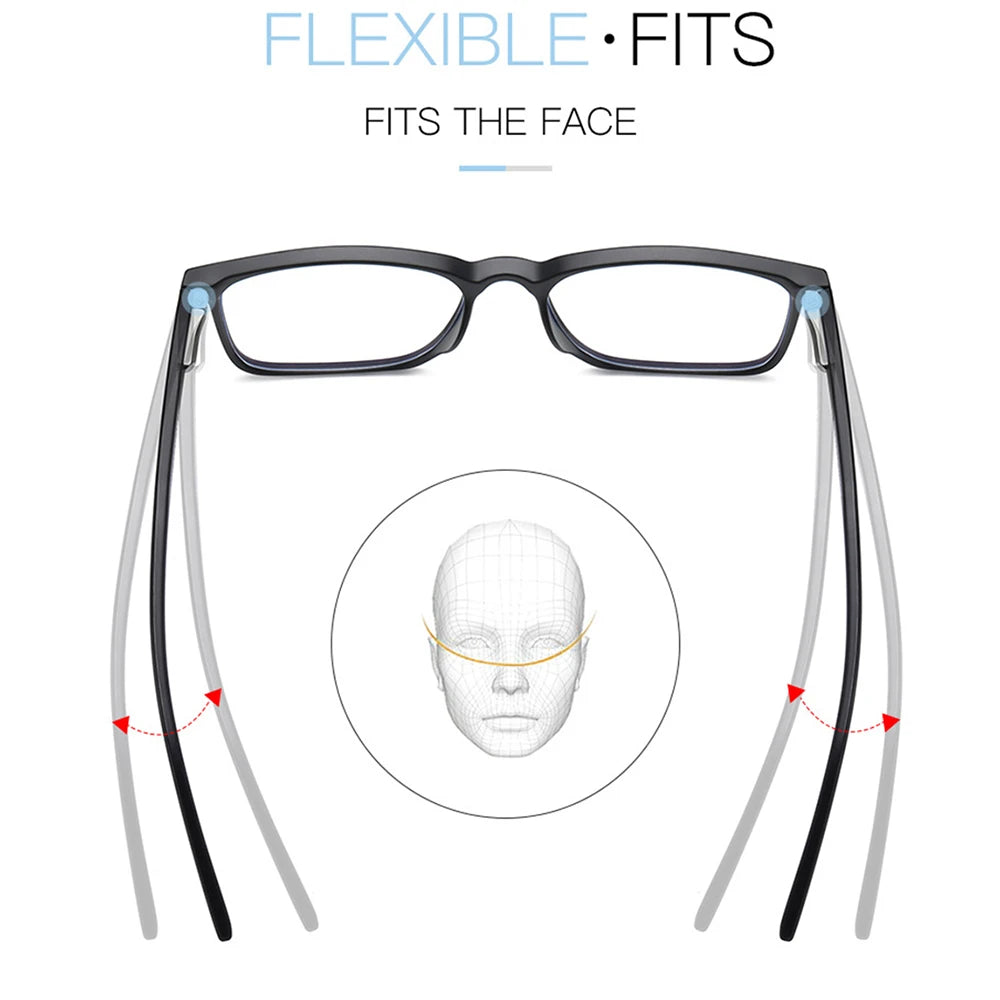 VIVIBEE Classic Square Blue Light Blocking Men Glasses Computer Gaming TR90 Black Anti Ray Eyeglasses Better Sleep Clear Eyewear