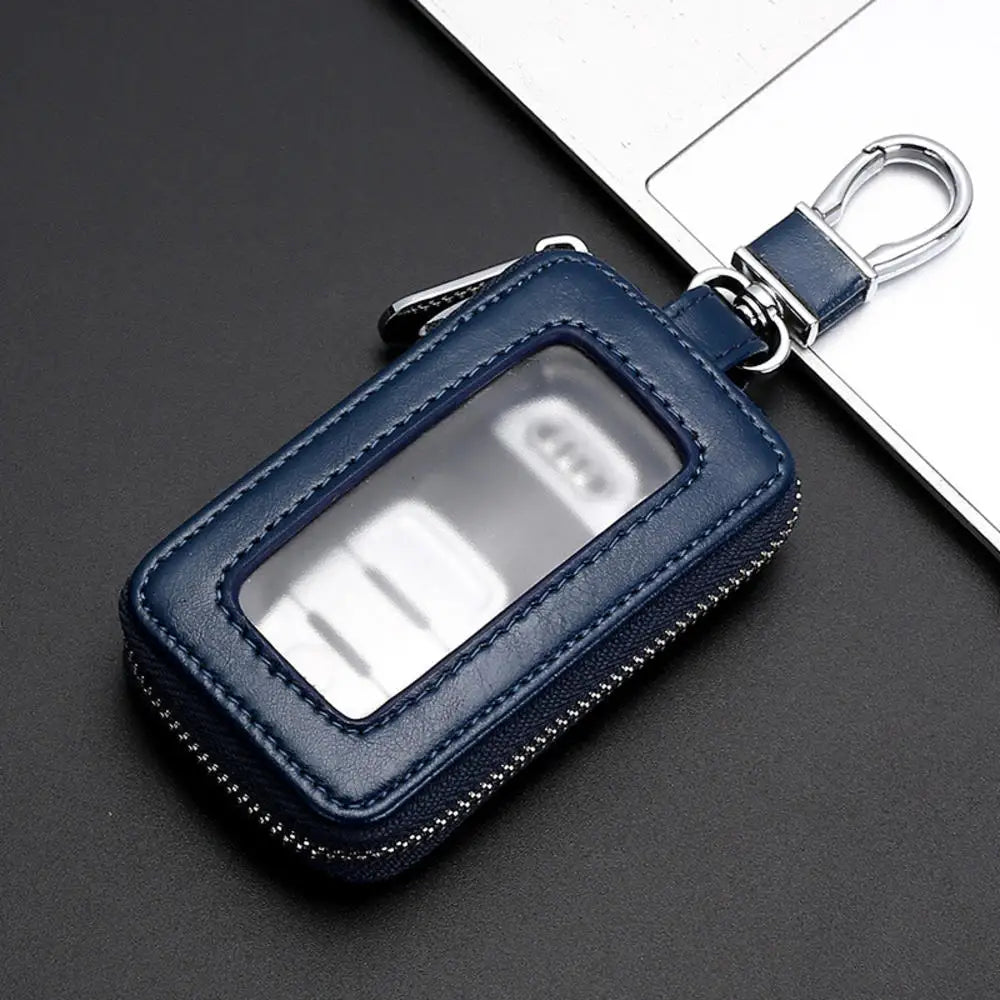 Portable Keychain Wallet for Men Women Large-Capacity Double Zipper Key Pouch Bag Suede Leather Key Case Unisex Coin Purse