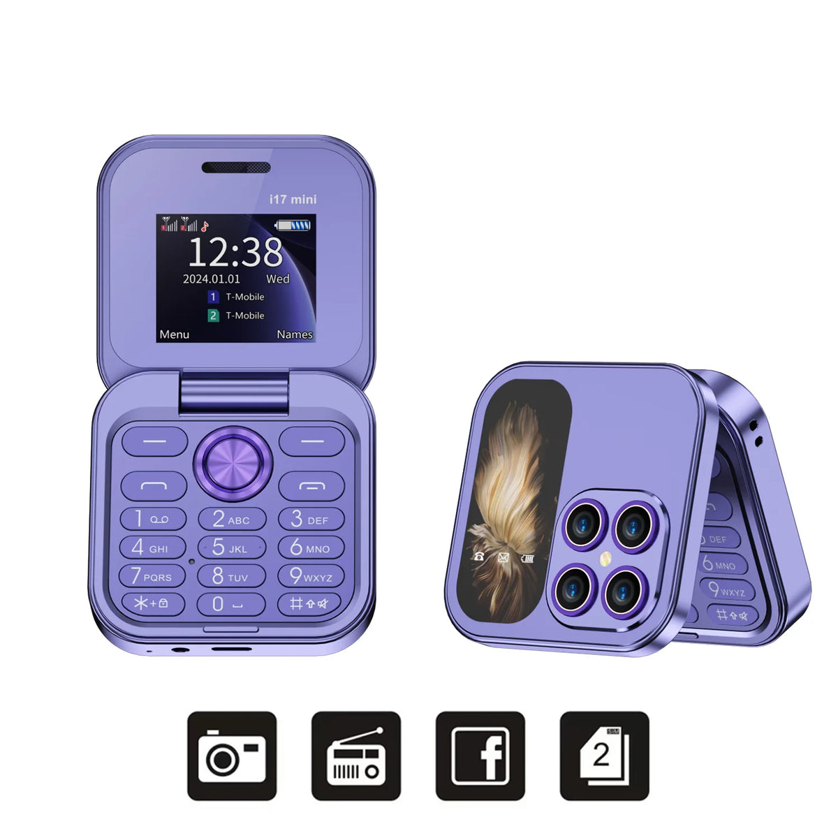 SERVO I17 Mini Dual SIM Card Flip Mobile Phone 2G GSM Magic Voice FM Radio Speed Dial Video Player Flashlight Foldable Cellphone