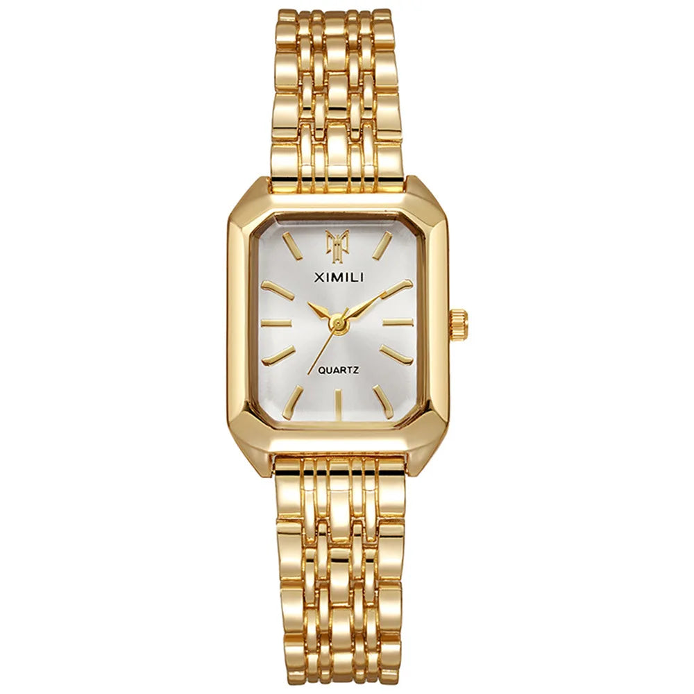 UTHAI W124 Fashion Women watch square business light luxury stainless steel quartz watch casual clock gift，watches for woman