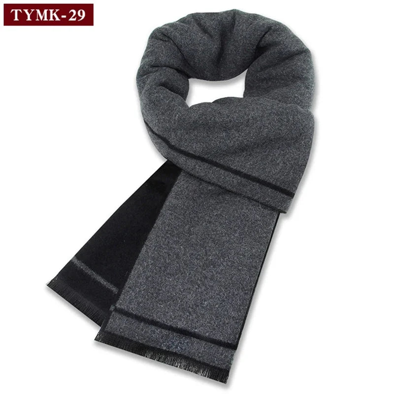 Plaid Scarf Man Black Winter Warm Wool Scarf For Men Cashmere Scarves Casual Male Long Pashmina Outdoor Shawls Man Muffler Gift