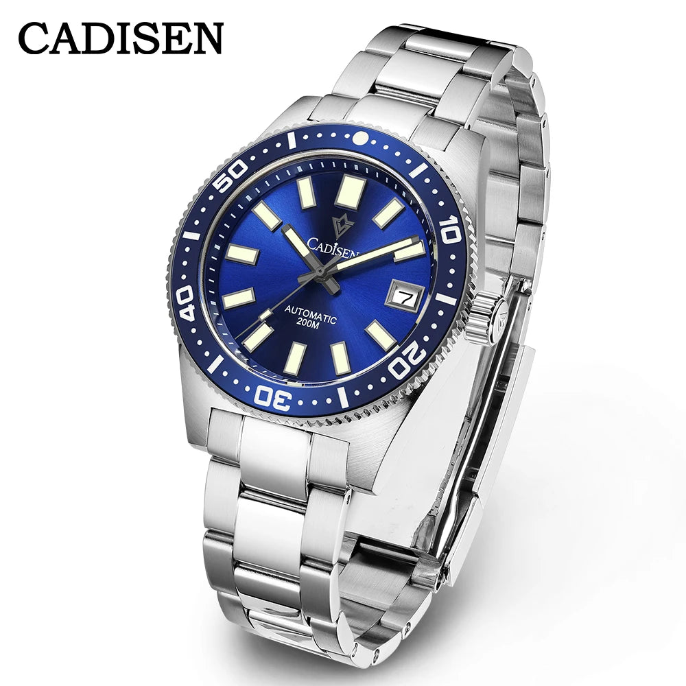 CADISEN New 38mm Diver Mens Watch Japan 8215 Automatic Mechanical Sapphire Glass Date Luminous 100M Waterproof Wrist watch Men