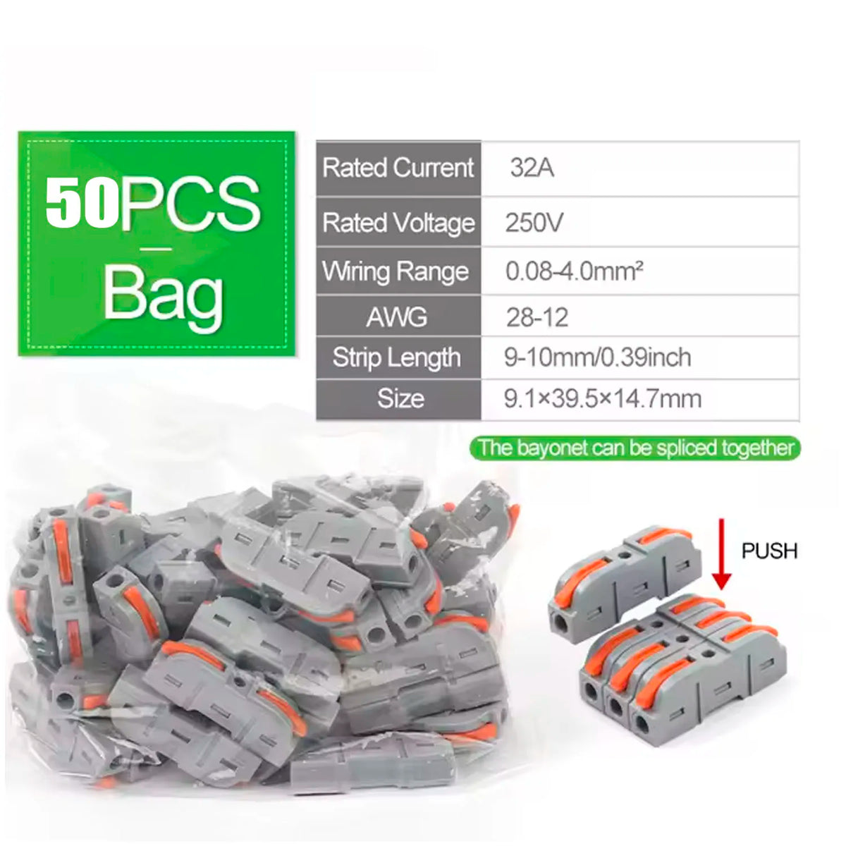 20/30/50/100 Pieces of Universal Lever-Type Cable Connectors, 1-to-1 Direct Connection Assembly Type, Electrical Connectors, Wire Terminals, Quick Connection