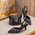 Latest Design Women Nigerian Italian Shoes and Bags Set Decorated with Rhinestone Shoes for Women and Bag 2026 Designer Luxury
