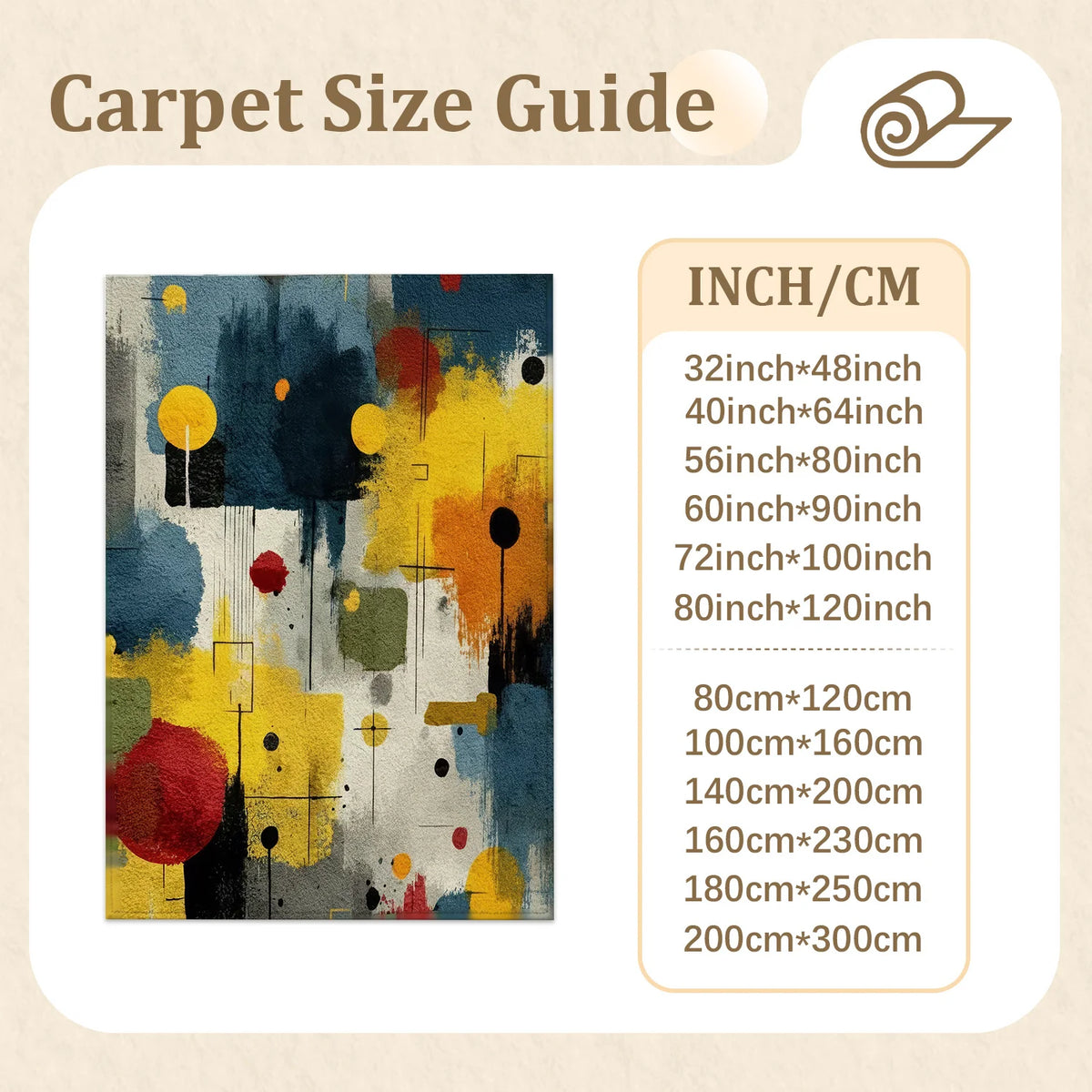 Colorful Abstract Geometric Area Rug – Six Sizes
