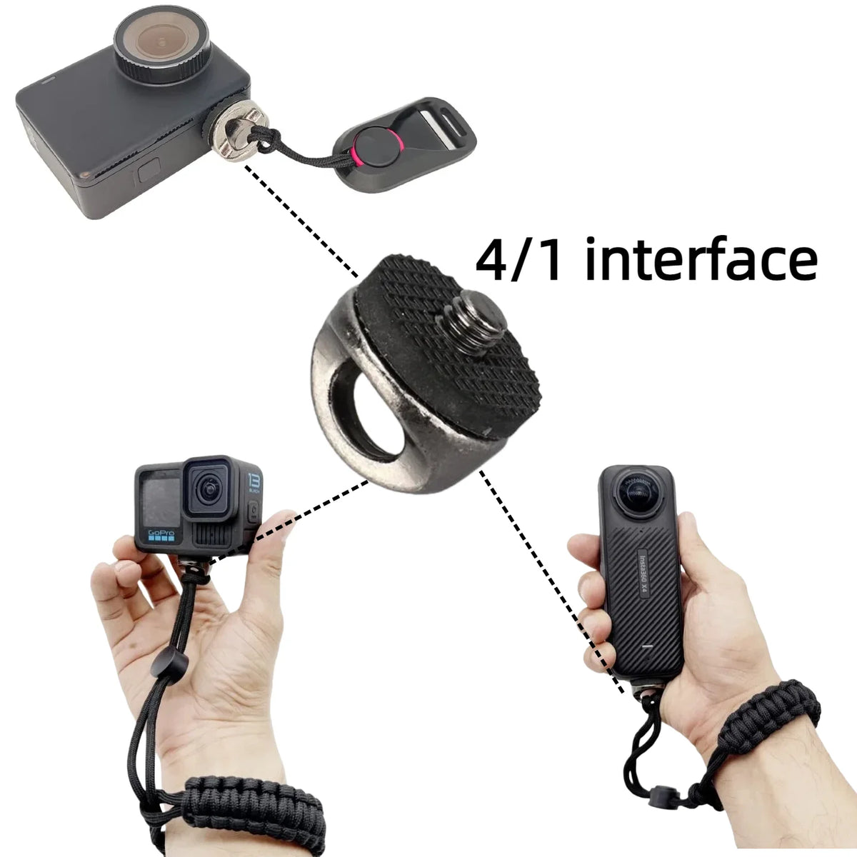 Wrist Strap Anti-Lost Weave with 1/4 Screw for DSLR GO PRO Hero 13 12 11 10 DJI OSMO Action 5 4 Insta360 X5 Accessories