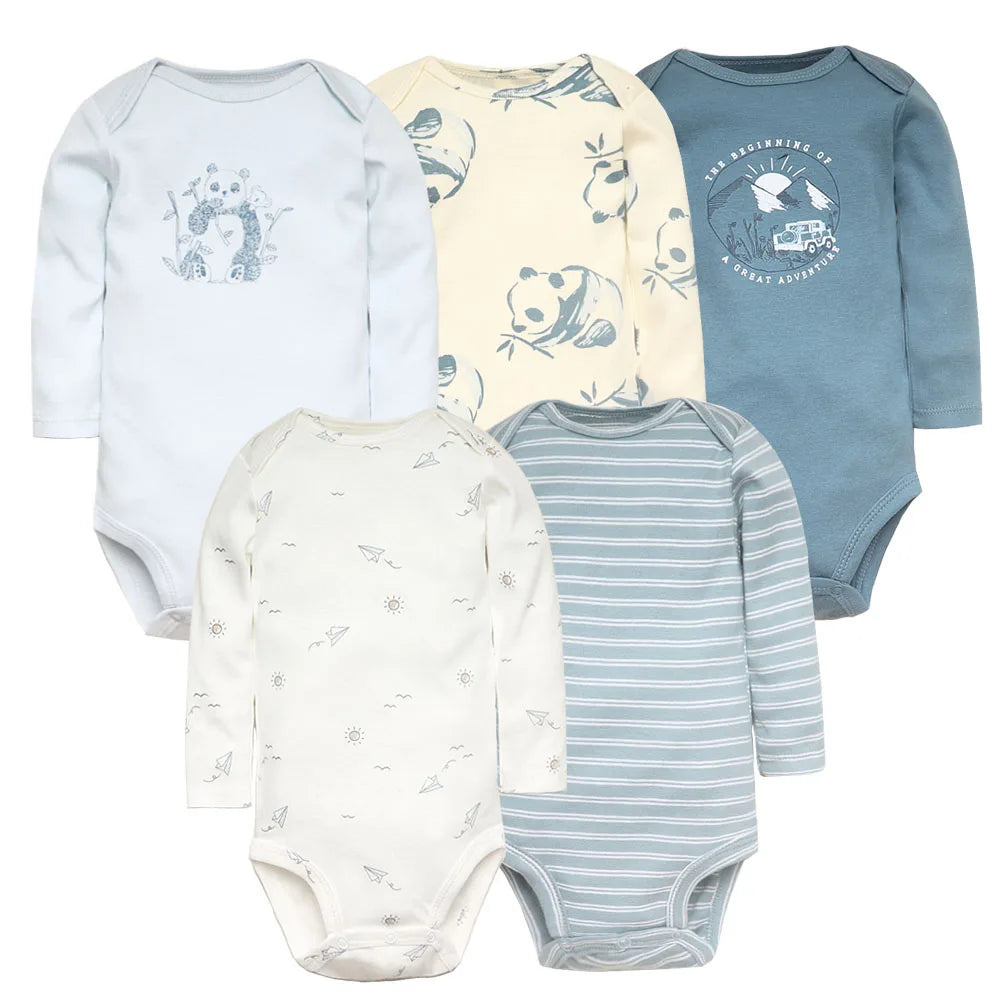 Spring Autumn Baby Bodysuits 3/4/5PCS Long Sleeve Baby Boy Girl Clothes 100% Cotton Newborn Body Infant 0-24Month Bebe Jumpsuit