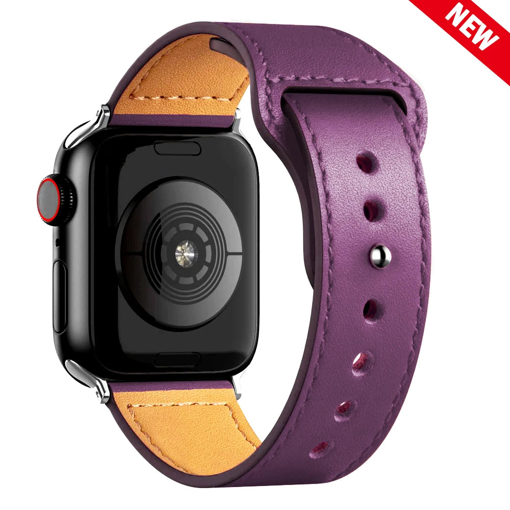 Leather band For Apple watch strap Ultra 2 49mm 44mm 40mm 38mm/42mm wrist bracelet for iWatch series 10 9 8 7 4 5 6 se 41mm/45mm