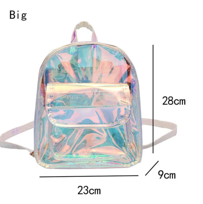 PVC Transparent Clear Women Backpack Ita Bag Harajuku School Bag For Teen Girls Rucksack Kawaii Backpack Holographic Backpack