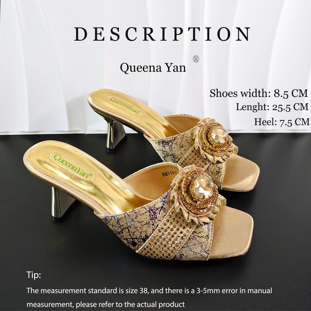 European and American High-End Women's Shoes with Bag  Wide open-toe shoe Nigerian Wedding Shoes and Bag
