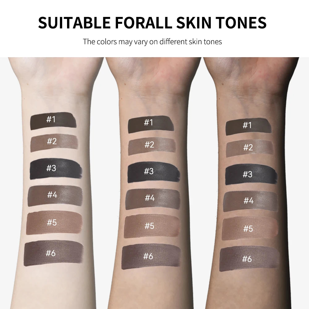 6 Colors Waterproof Eyebrow Tint with Brush Long-Wearing Full-Pigment Smudge-Proof Eyebrow Pomade Natural Wild Brows Makeup