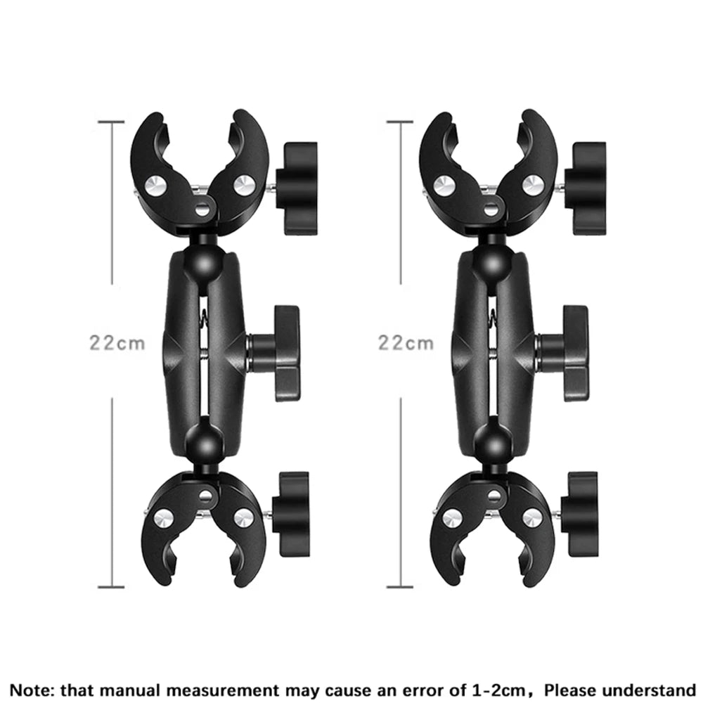 HONGDAK for Insta360 One X2 X3 Motorcycle Bicycle Double Clip Bracket for GoPro 11 10 9 Bike Selfie Stick Camera Accessory