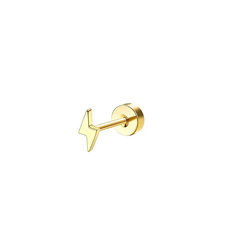 Bobisty 1pc Earrings Surgical Stainless Steel Earrings for Women Dainty Flat Back Earring Stud Hoop Cartilage for Sensitive Ears
