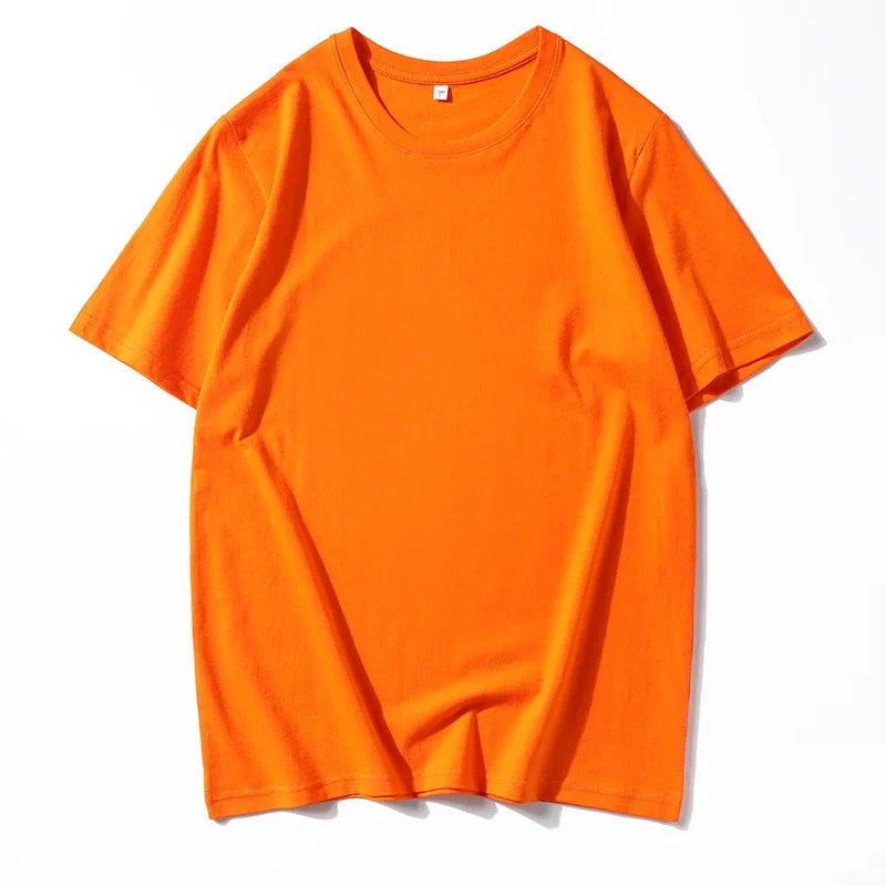 Men's Solid Color Round Neck Cotton Short Sleeved T-shirt Summer Comfortable Top