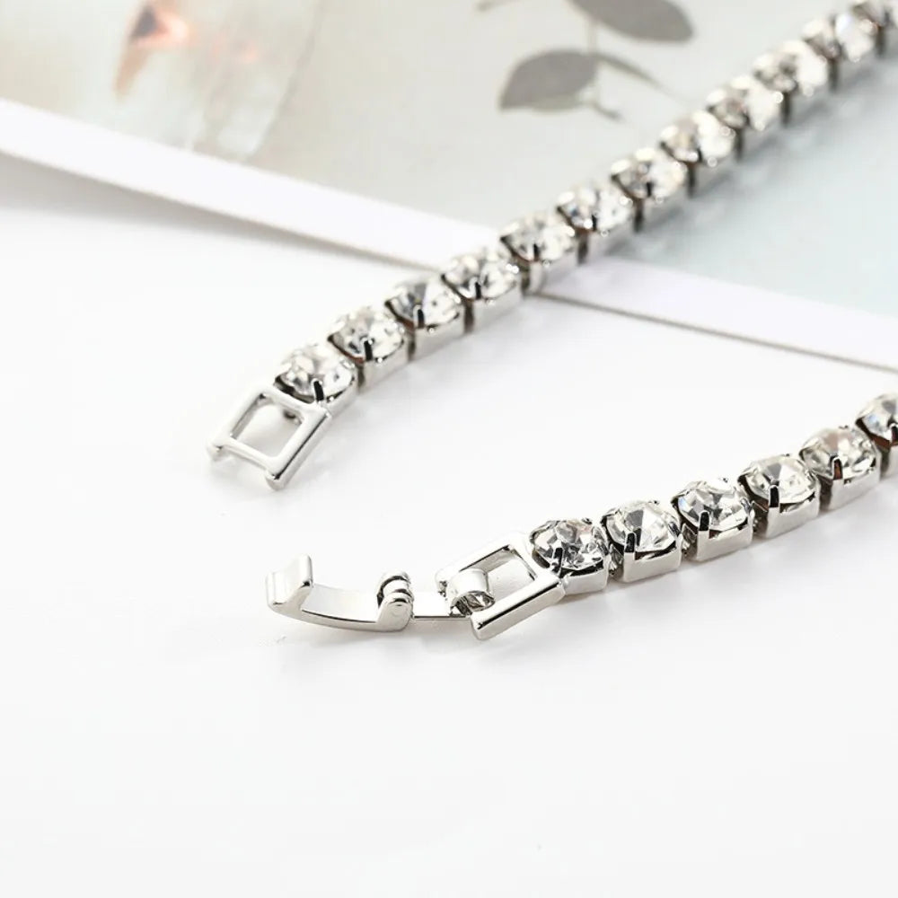 Water Drill Heart Encrusted Roman Bracelet Minority Design Sense Ins Simple Crystal Zircon Wedding Bracelet