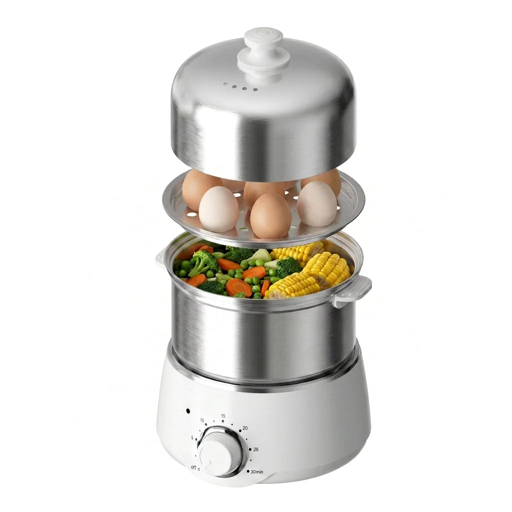 Egg Cooker with Timer - 14 Egg Capacity Electric Steamer for Hard Soft Boiled, Poached, Scrambled Eggs & Omelets, Auto Shut Off