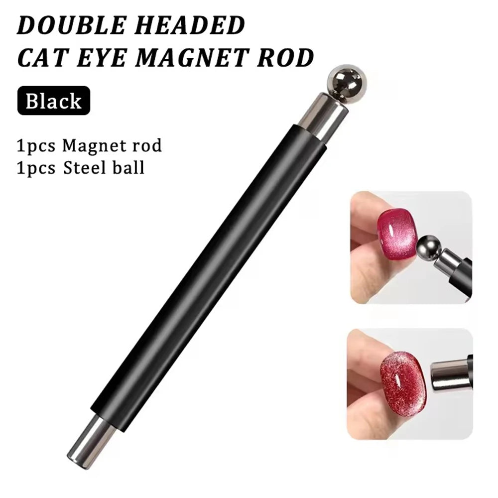 1/2Pcs Nail Cat Eye Magnetic Ball With Nail Magnetic Stick Tool Set Double-head Strong Magnet Pen 3D Cat Eye Gel Nail Supplies