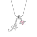 Fashion Letter Necklace Pink for Women  Zircon Heart Pendant Suitable for Personalized Stainless Steel Luxury Jewelry for Girls