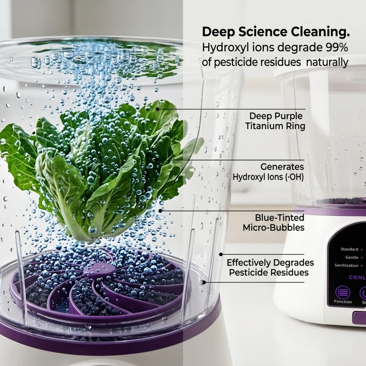Small Purifier For Washing Fruits and Vegetables Ingredients, Meat Sterilization Removal of Pesticide Residues Washing Fruit