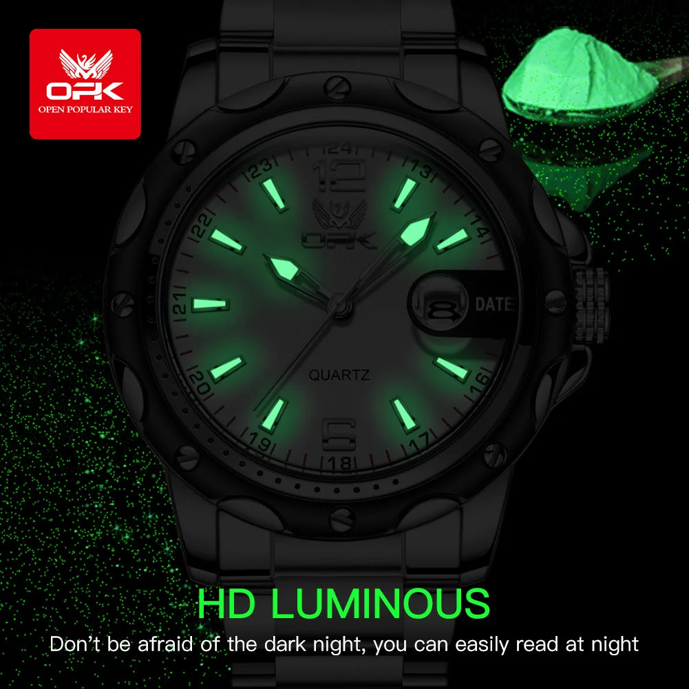 OPK  6026   Steel belt, casual and minimalist with date, men's quartz watch