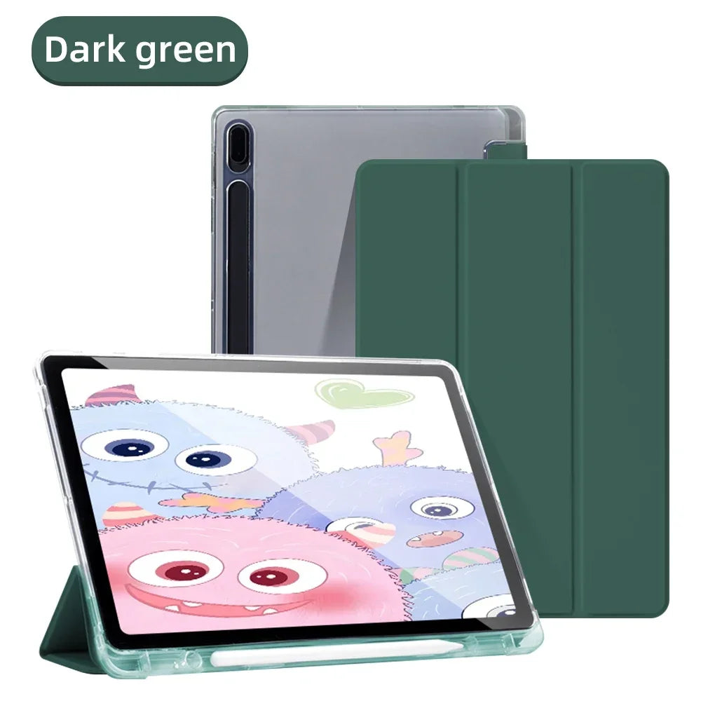 Tablet Case for Samsung Galaxy Tab S9 FE 11 S8 S7 Plus 12.4in S6 Lite Transparent Back Tablet Cover for Tab with Pencil Holder